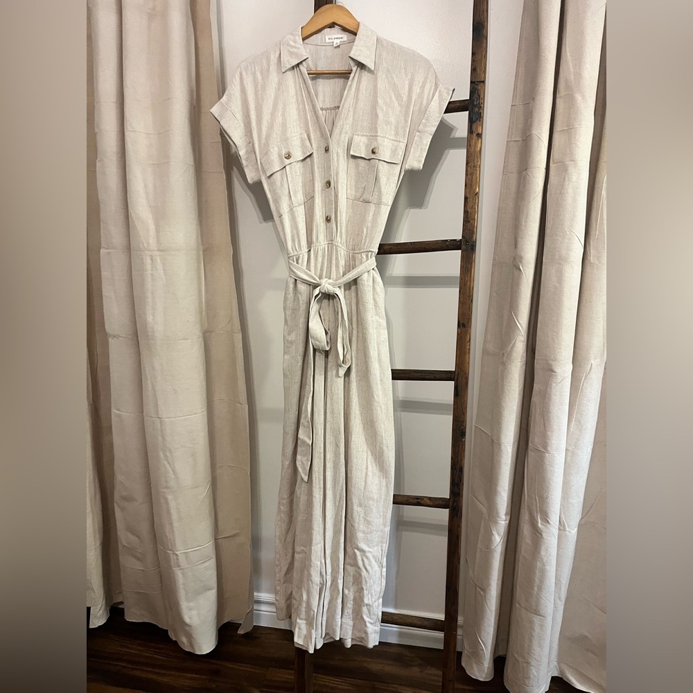 Blu Pepper Cream Button-Front Romper